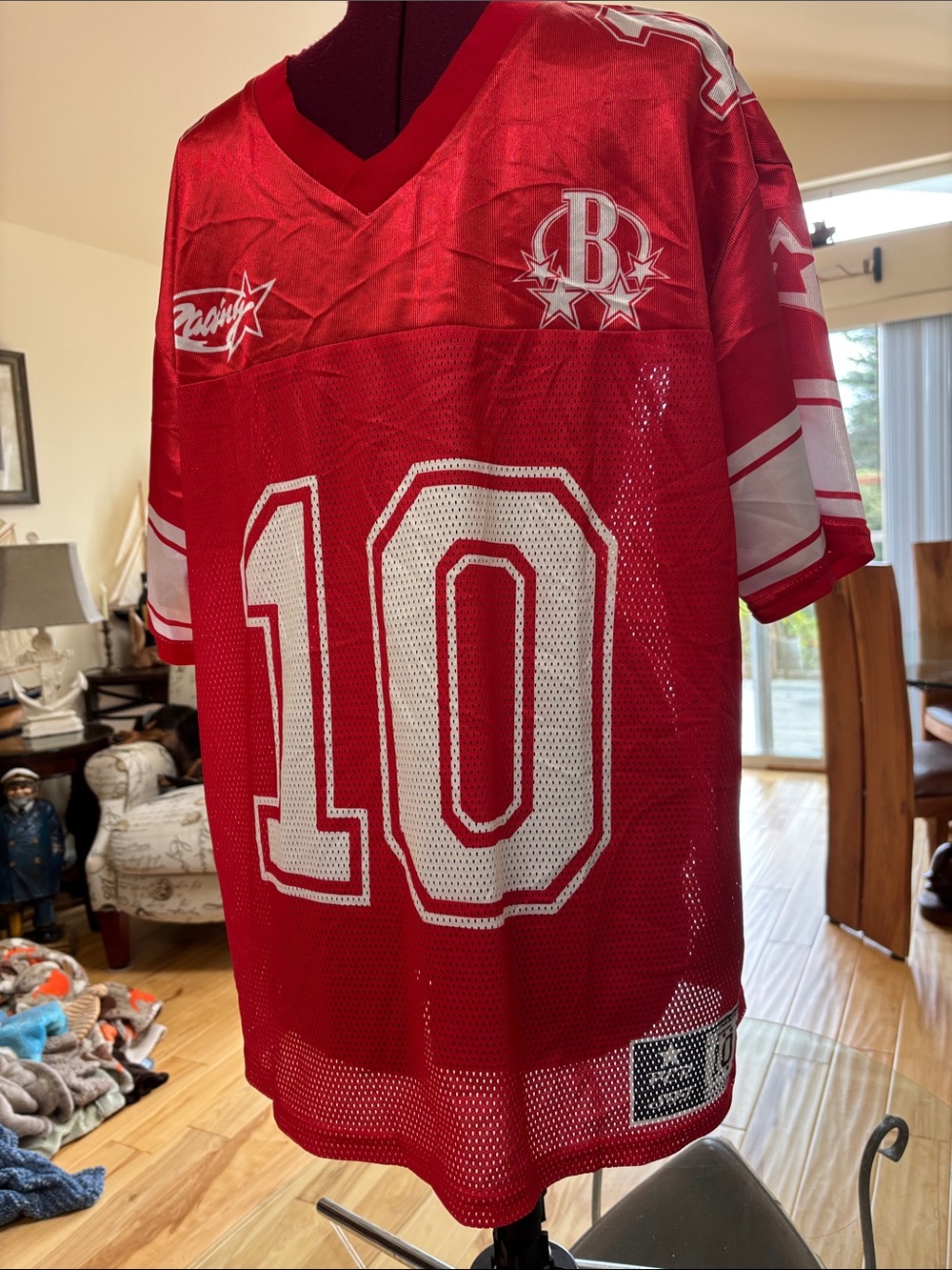 ROMWE Red and White Mesh Sports Jersey